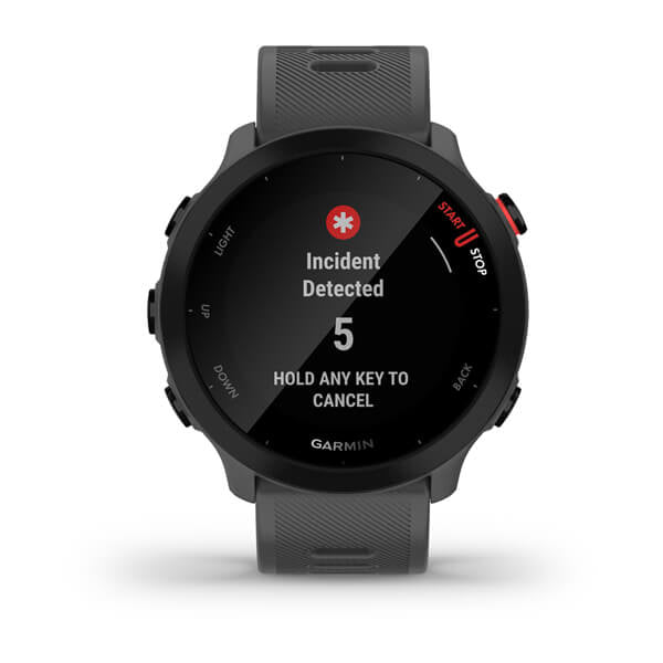 Garmin Forerunner 55 – GPS-Smartwatch – 42 mm, GPS, MIP, 5 ATM, Monterra Grau, Sportarmband