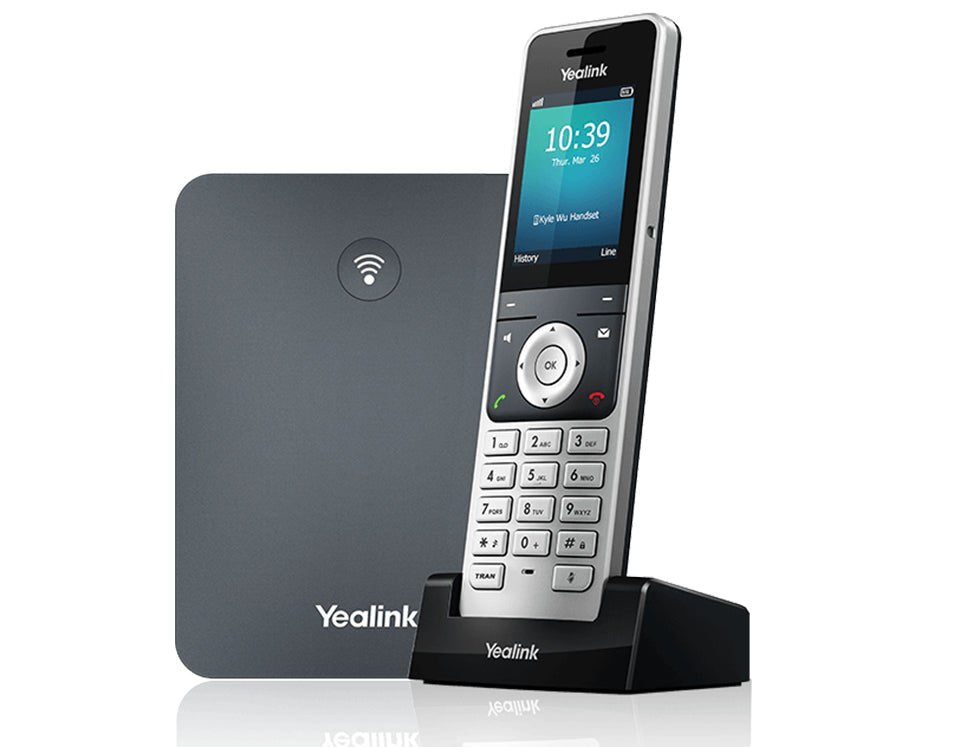 Yealink W76P – WLAN-Telefon (Handgerät), inkl. AC-Netzadapter und Ladegerät, Bluetooth, LAN, PoE, Grau