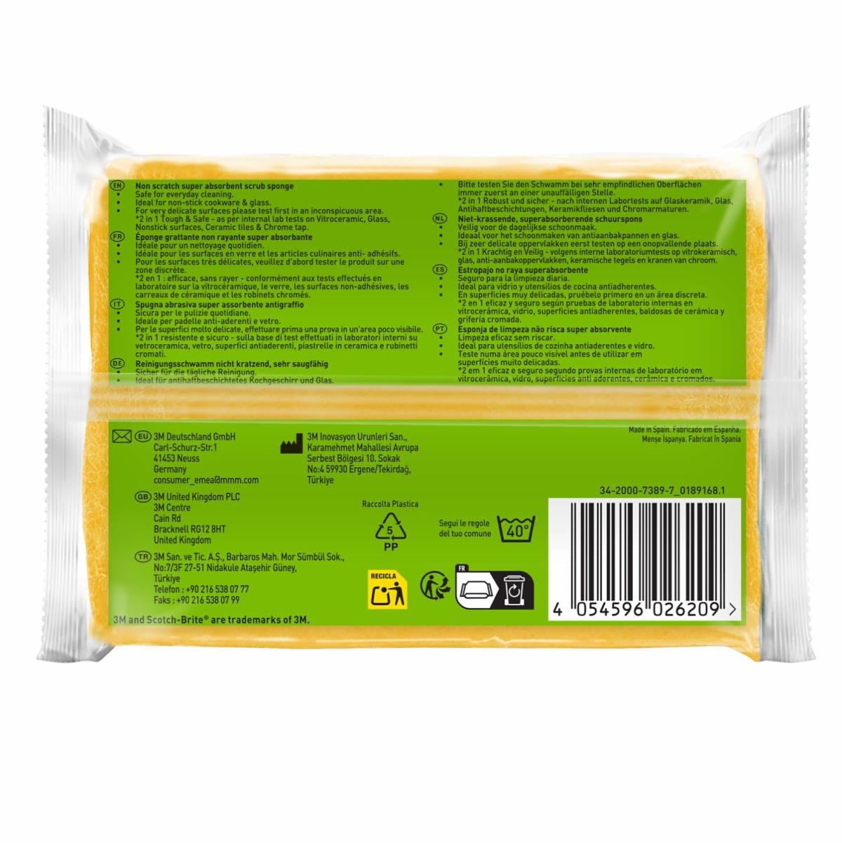 Scotch-Brite Spülschwamm Delicate – Zellulose, Rechteckig, für Küche, Mehrfarbig, 4 Stk.