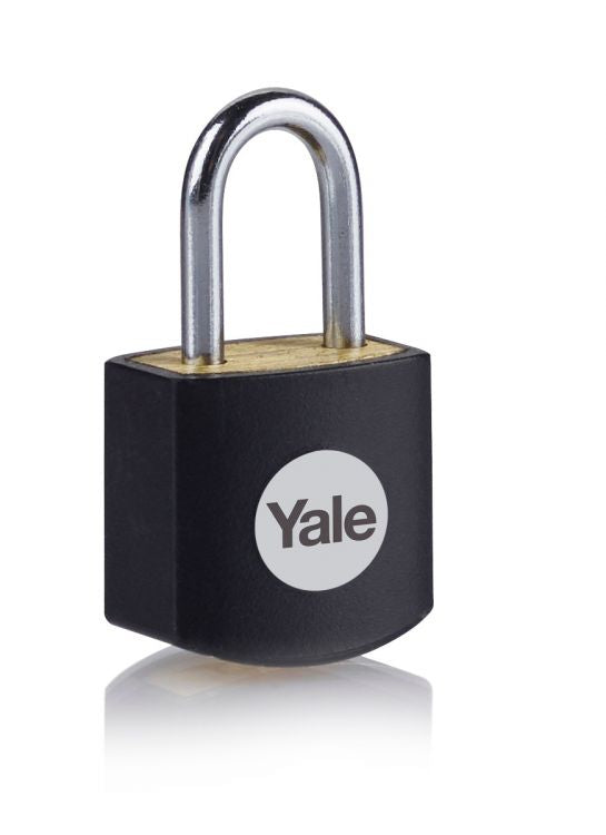 Yale Y110JB Mechanisches Vorhängeschloss – Messing, Bügel 14,5×8,2 mm, Basic, Innen, Schwarz