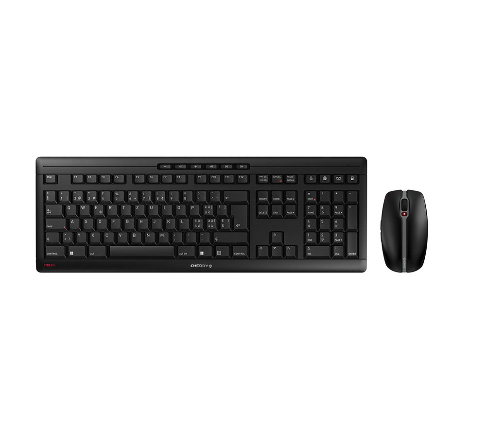 CHERRY Stream Desktop Recharge – Tastatur, kabellos (2,4 GHz), CH-Layout (DE-CH), Fullsize (mit Ziffernblock)