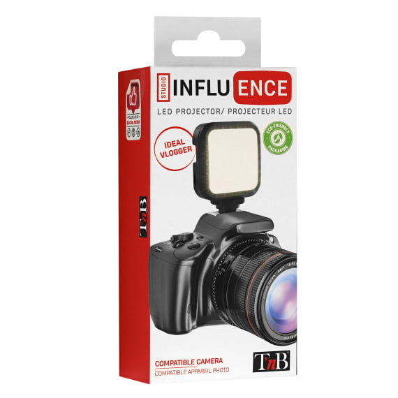 T'nB Influence LED-Licht – 6500 K, 120° – Li-Ion-Akku, micro-USB – für Kamera-/Smartphone-Halterung