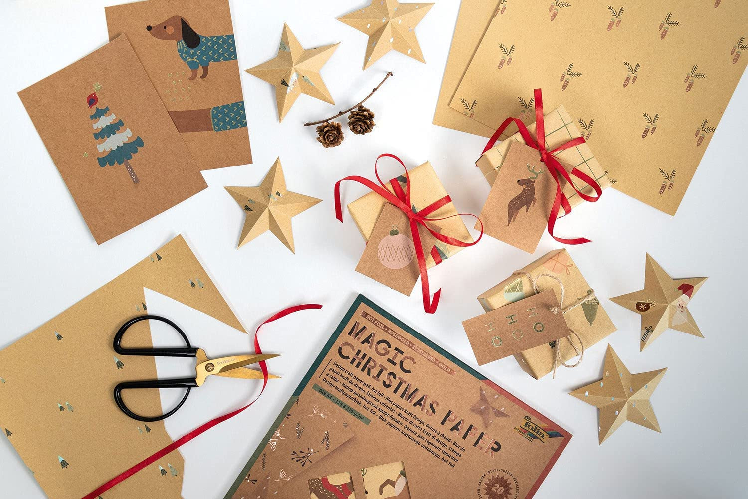 Folia Kraftpapierblock Hotfoil – sortiert – A4, 20 Bogen