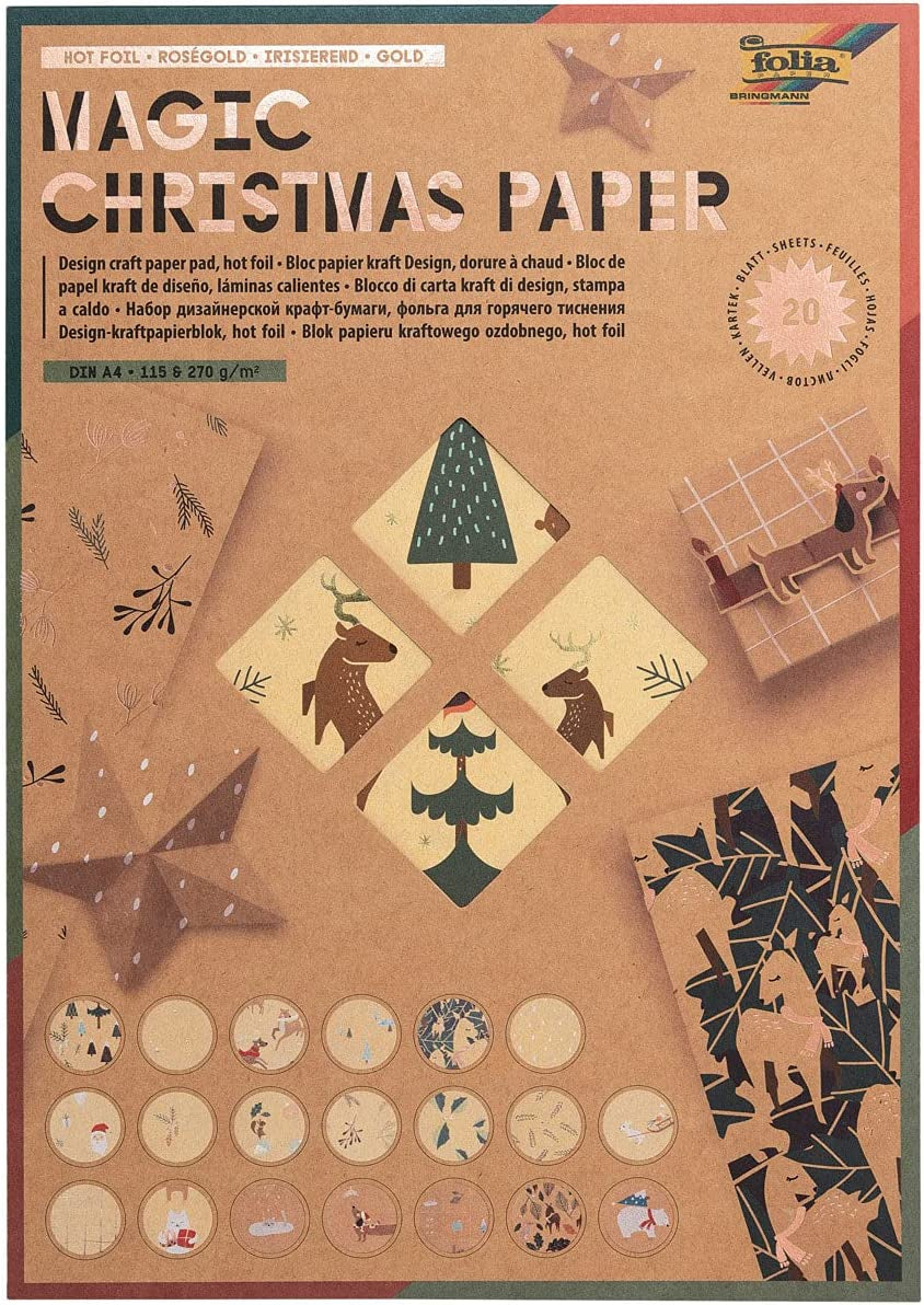 Folia Kraftpapierblock Hotfoil – sortiert – A4, 20 Bogen