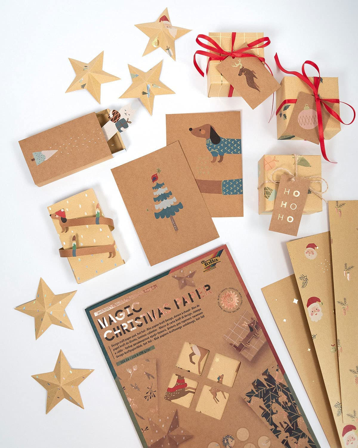Folia Kraftpapierblock Hotfoil – sortiert – A4, 20 Bogen