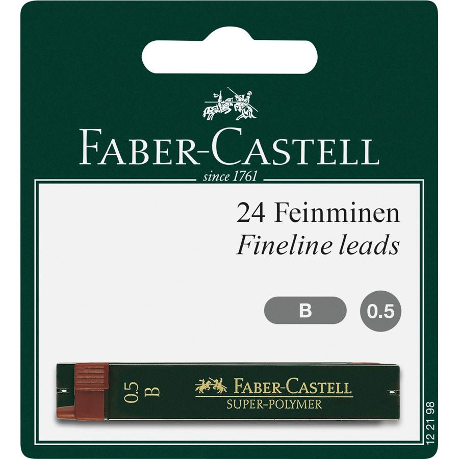 Faber-Castell Feinmine Super Polymer Ersatzminen – Schwarz, 0,5 mm, 24er-Pack