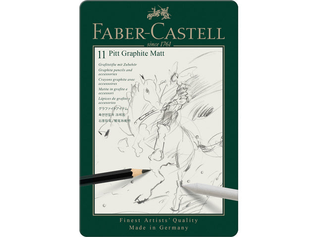 Faber-Castell PITT Graphite Matt Graphit-Set, Metall-Box – 11-teilig