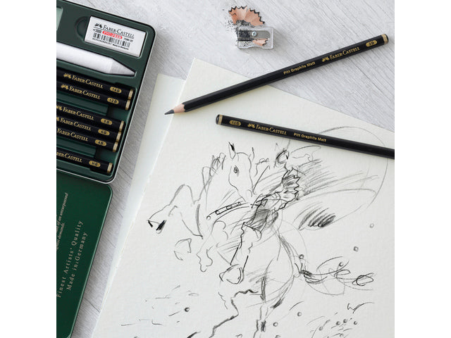 Faber-Castell PITT Graphite Matt Graphit-Set, Metall-Box – 11-teilig