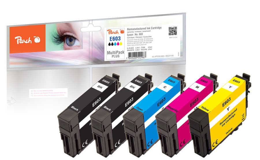 Peach 603 Tintenpatronen-Multipack, Schwarz/Cyan/Magenta/Gelb (Kompatibel) – für Epson XP-2100/XP-3100/XP-4100