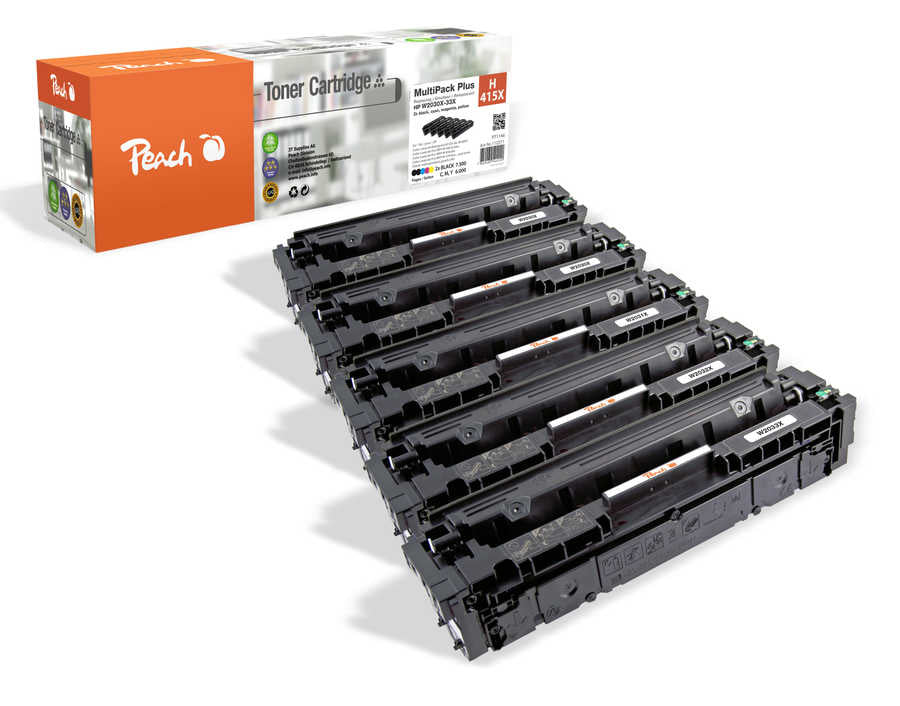 Peach Toner-Multipack – BK/C/M/Y, 7500 Seiten – für HP Enterprise M 455 dn/MFP M 480 f und andere