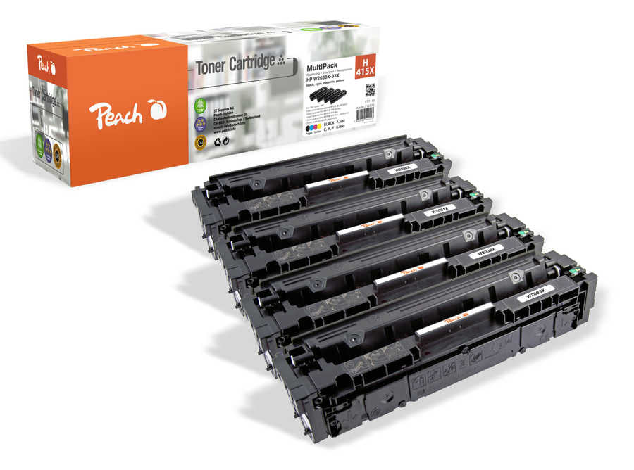 Peach Toner-Multipack 415X – BK/C/M/Y, 6000 Seiten – für HP M455dn, M480f, E45028dn und andere