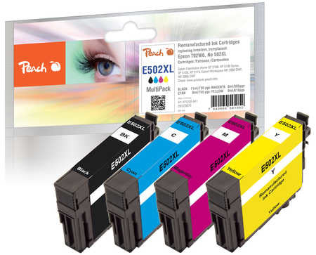 Peach 502XL Tintenpatronen-Multipack, Schwarz/Cyan/Magenta/Gelb (Kompatibel) – für Epson XP-5100/5105/5115