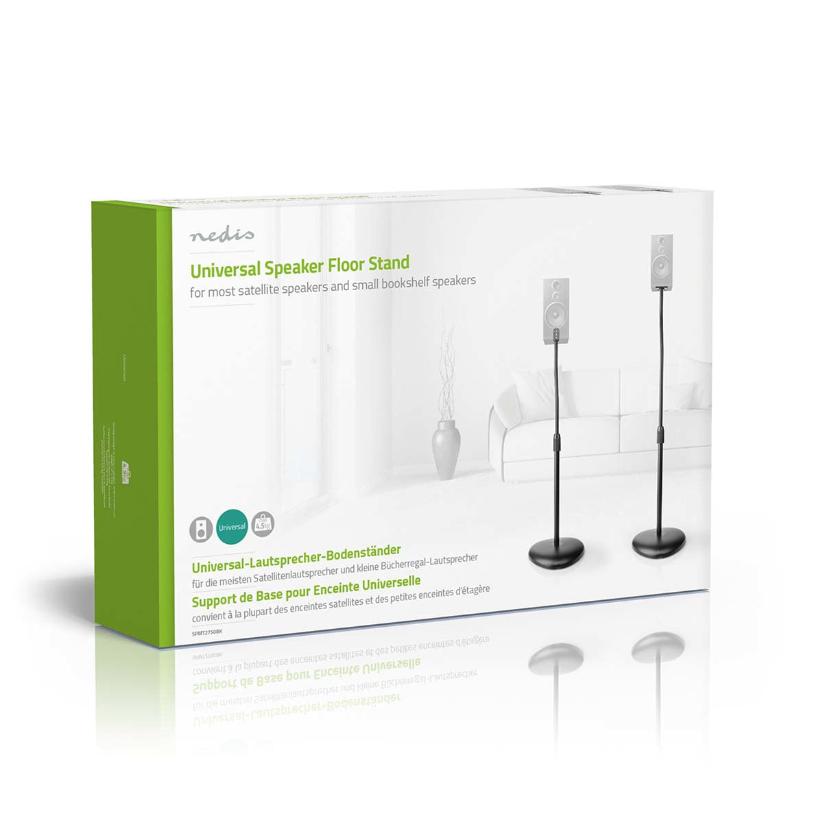 Nedis SPMT2750BK – Lautsprecherständer, 2er-Set, höhenverstellbar, 4,5 kg, für Satelliten-/Regallautsprecher