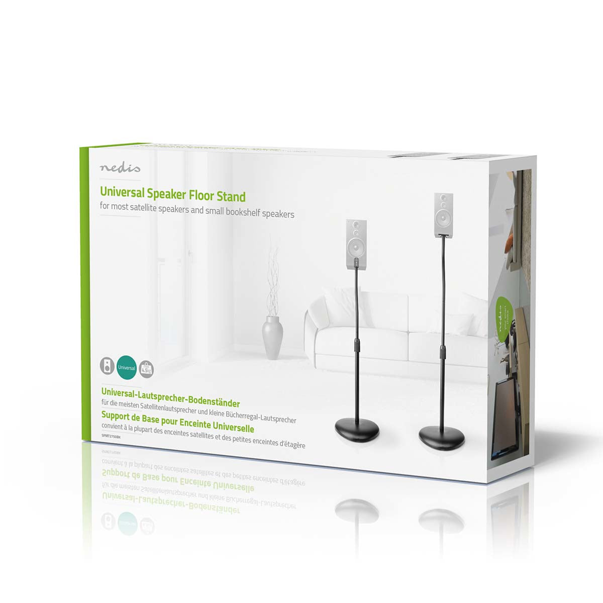 Nedis SPMT2750BK – Lautsprecherständer, 2er-Set, höhenverstellbar, 4,5 kg, für Satelliten-/Regallautsprecher