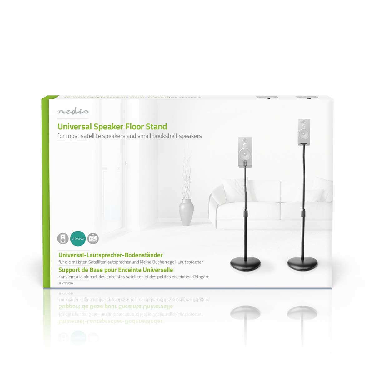 Nedis SPMT2750BK – Lautsprecherständer, 2er-Set, höhenverstellbar, 4,5 kg, für Satelliten-/Regallautsprecher