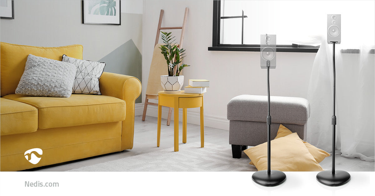 Nedis SPMT2750BK – Lautsprecherständer, 2er-Set, höhenverstellbar, 4,5 kg, für Satelliten-/Regallautsprecher