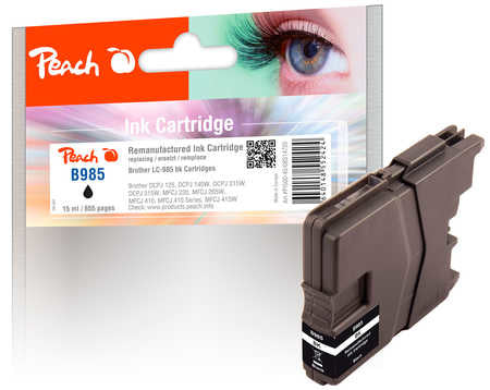 Peach LC-985XL Schwarz Tintenpatrone (Kompatibel) – 655 Seiten – für Brother
