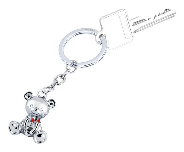TROIKA Schlüsselanhänger Teddybär Bärnd – Metall, Silber, 92 × 35 × 28 mm, 6er-Pack