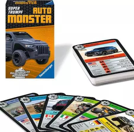 Ravensburger Auto Monster 21 – Kartenspiel, 1–2 Spieler, ab 7 Jahren, 5 Min., IT