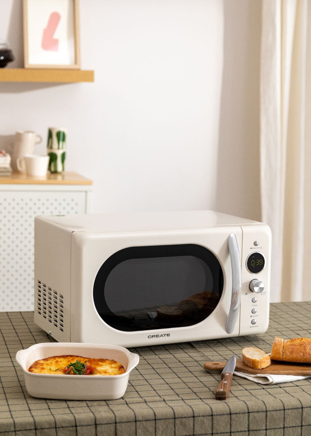 CREATE Retro Grill Mikrowelle – 20 l, Grill, 700 W – weiss