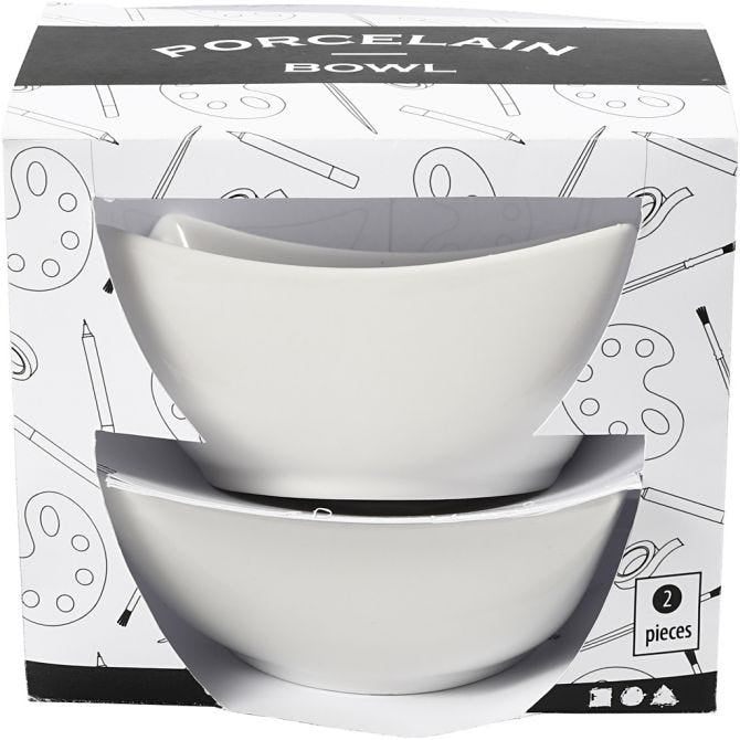 Creativ Company Schale – 2er Set, Ø 10 cm, H 4,5 cm, Porzellan, Weiss