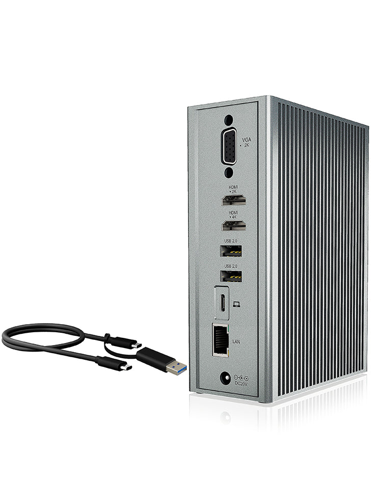 ICY BOX IB-DK2262 Dockingstation – USB-C, 1× HDMI, 1× VGA, 6× USB-A, 55 W PD, GbE, für Windows/Mac/ChromeOS