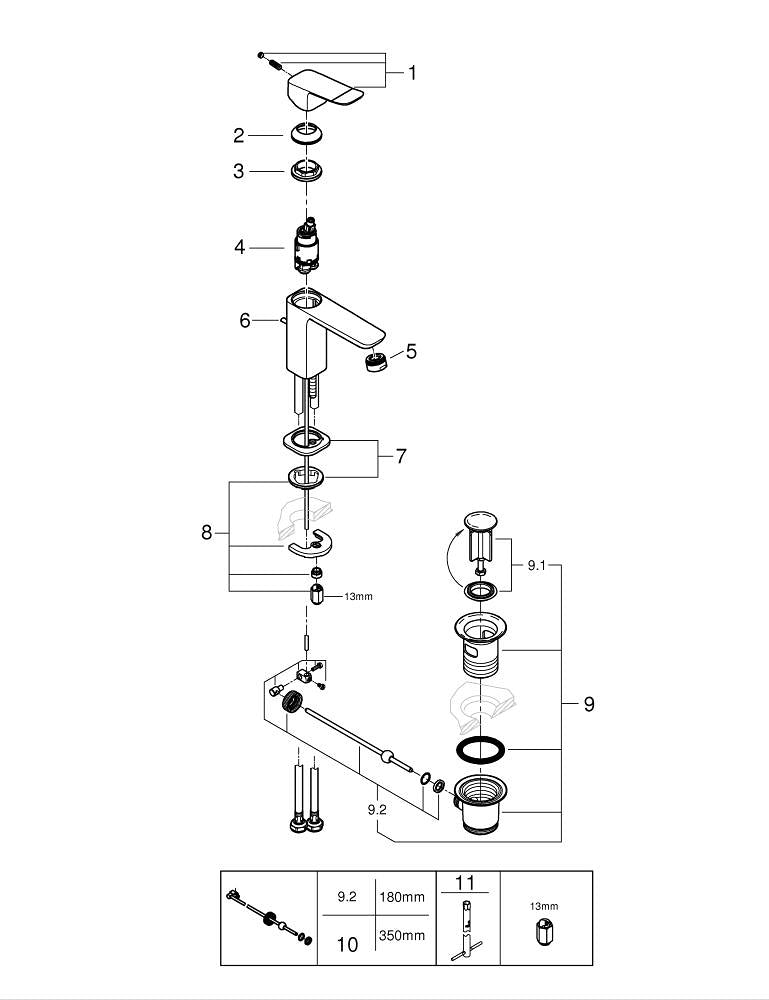 GROHE Dice Unterputz-Badebatterie – Einhebelmischer, Messing, Chrom