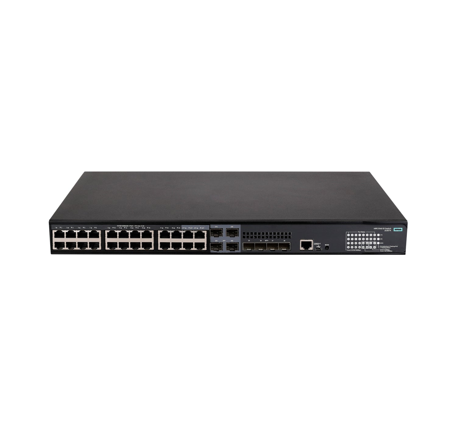 HPE FlexNetwork 5140 24G – Managed Switch – 24×GbE, 4×10G SFP+, L3, PoE+ 370 W, 1U