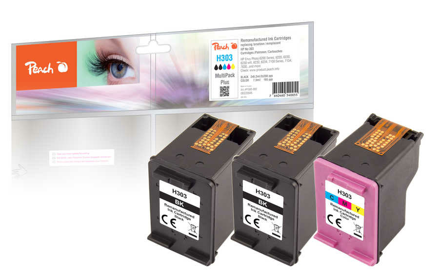 Peach HP Nr. 303 Tintenpatronen-Multipack, Schwarz/Cyan/Magenta/Gelb (Kompatibel) – für HP Envy 6200/7100 …