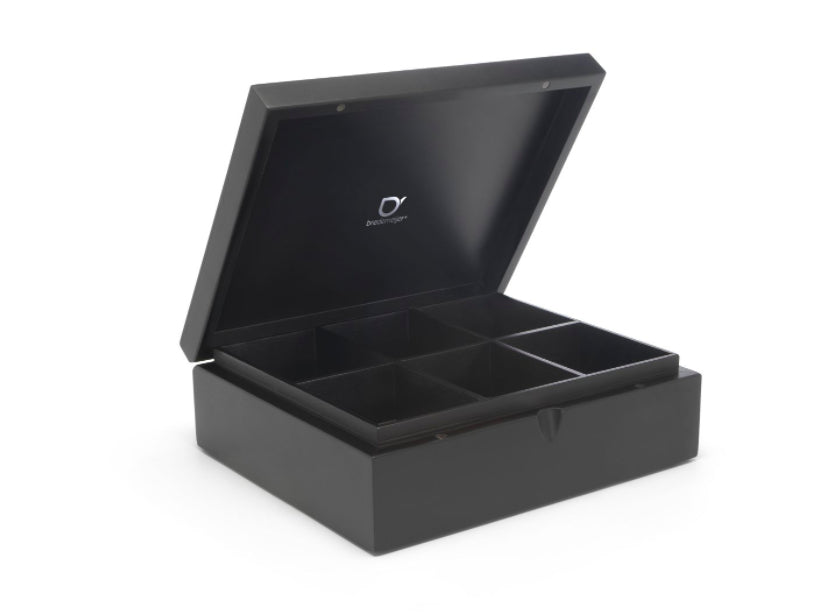 Bredemeijer Teebeutelbox Bambus, 6 Fächer, 17,9 × 7,5 × 21,8 cm, Schwarz