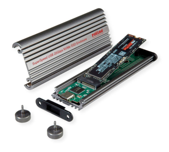 ROLINE Externes M.2 NVMe SSD-Gehäuse – 1-Bay – USB 3.2 Gen2x2, USB Typ-C, für M.2 2230–2280 (M-Key, NVMe)