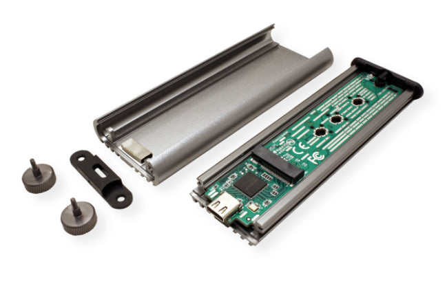 ROLINE Externes M.2 NVMe SSD-Gehäuse – 1-Bay – USB 3.2 Gen2x2, USB Typ-C, für M.2 2230–2280 (M-Key, NVMe)