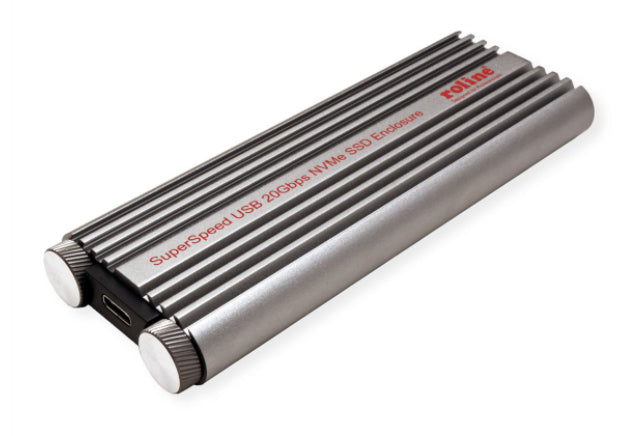 ROLINE Externes M.2 NVMe SSD-Gehäuse – 1-Bay – USB 3.2 Gen2x2, USB Typ-C, für M.2 2230–2280 (M-Key, NVMe)