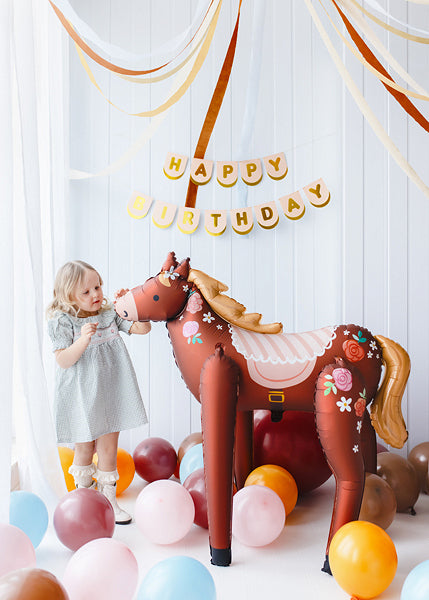 PartyDeco Folienballon Pferde – Braun – 97 × 103 cm – 1 Stk