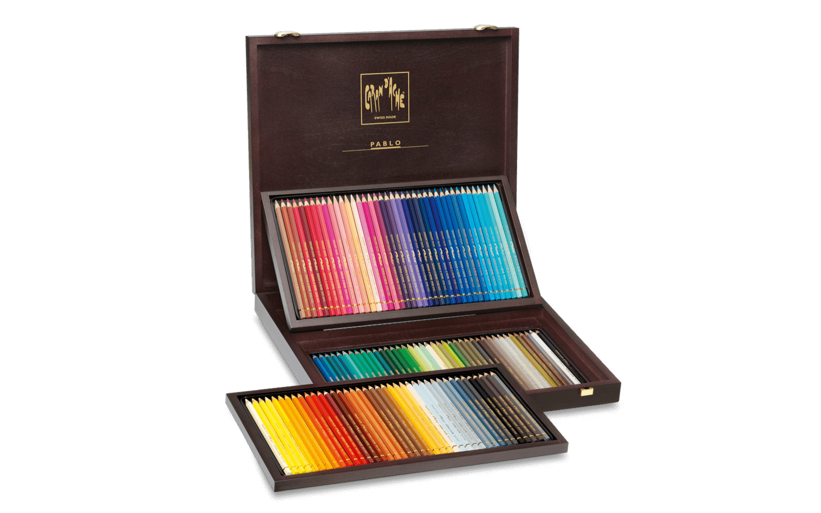 Caran d-Ache Caran d'Ache Pablo Farbstifte-Set – 120 Stk., Sechskant, Mine Ø 3,8 mm, Holzkasten
