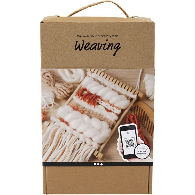 Creativ Company Bastelset Weben – 12-teilig – 6 m Garn, mehrfarbig – inkl. Nadel