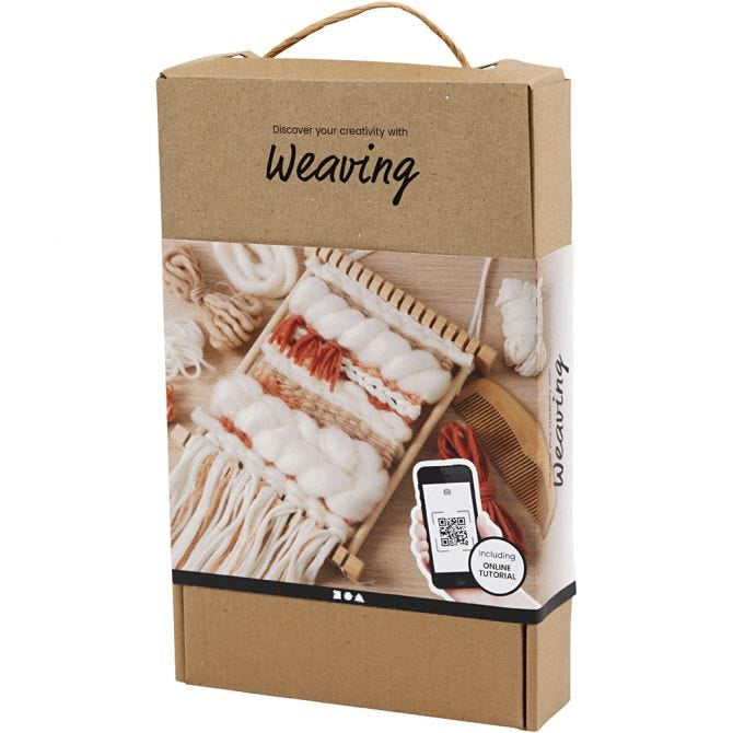 Creativ Company Bastelset Weben – 12-teilig – 6 m Garn, mehrfarbig – inkl. Nadel