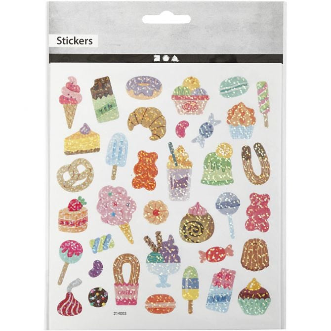 Creativ Company Sticker – 15 × 16,5 cm, Süssigkeiten, mehrfarbig – 1 Bogen, Folie, selbstklebend