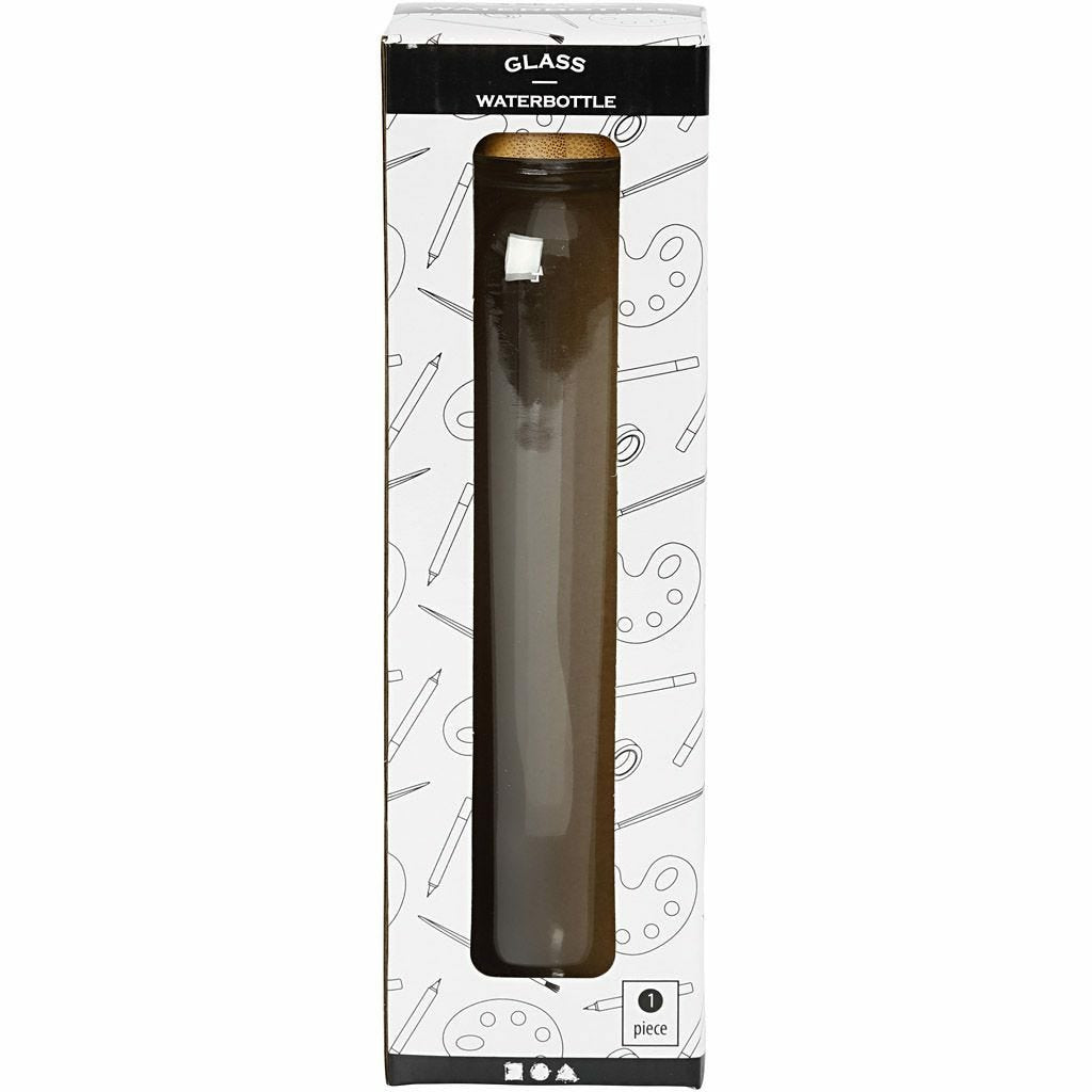 Creativ Company Trinkflasche 500 ml – Glas, Bambusdeckel, Holz