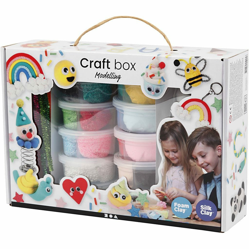 Creativ Company Modelliermasse-Set (lufthärtend) – 16-teilig – Silk Clay & Foam Clay, lufthärtend
