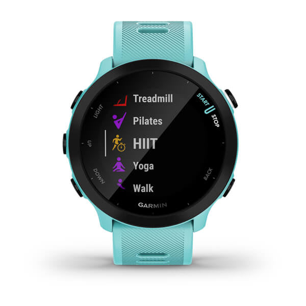 Garmin Forerunner 55 42 mm GPS – Glas, Sportarmband Türkis, 50 m, für iPhone und Android