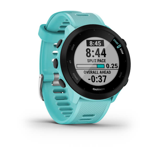 Garmin Forerunner 55 42 mm GPS – Glas, Sportarmband Türkis, 50 m, für iPhone und Android