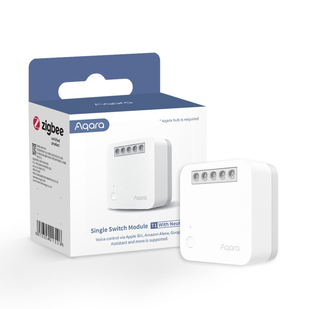 Aqara T1 – Zubehör – Schaltaktor mit Neutralleiter, Zigbee 3.0 – für Alexa, Google Assistant, Siri