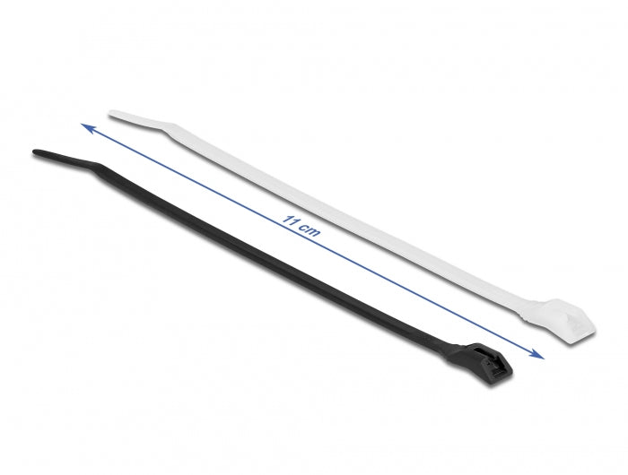 DeLOCK Kabelbinder, 100er-Pack, Polyamid, flammhemmend (UL94 V2) – schwarz/transparent