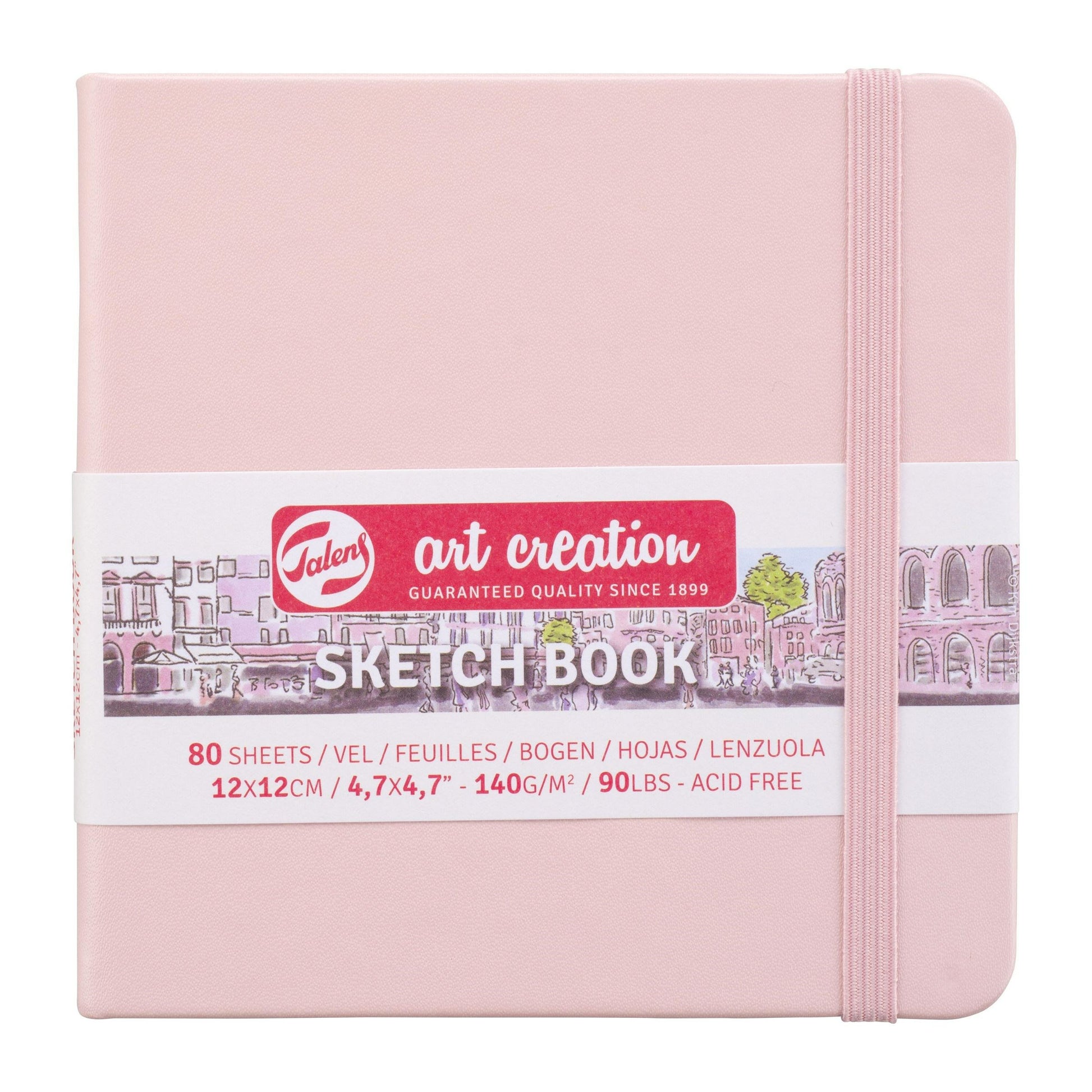 Talens Art Creation – Skizzenbuch, 12 × 12 cm, 140 g/m², 160 Seiten, mit Gummiband, Hardcover, säurefrei