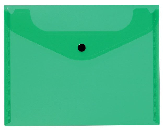 Kolma Dokumententasche A5, Druckknopf, transparent, grün – 25 Stück
