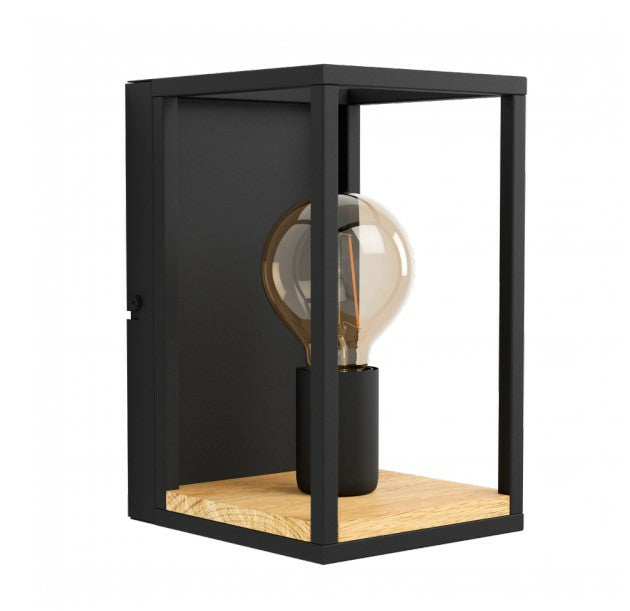 EGLO Libertad Wandleuchte – 14 × 16,5 × 24 cm, 40 W, schwarz/braun, Ein/Aus-Schalter, exkl. Leuchtmittel