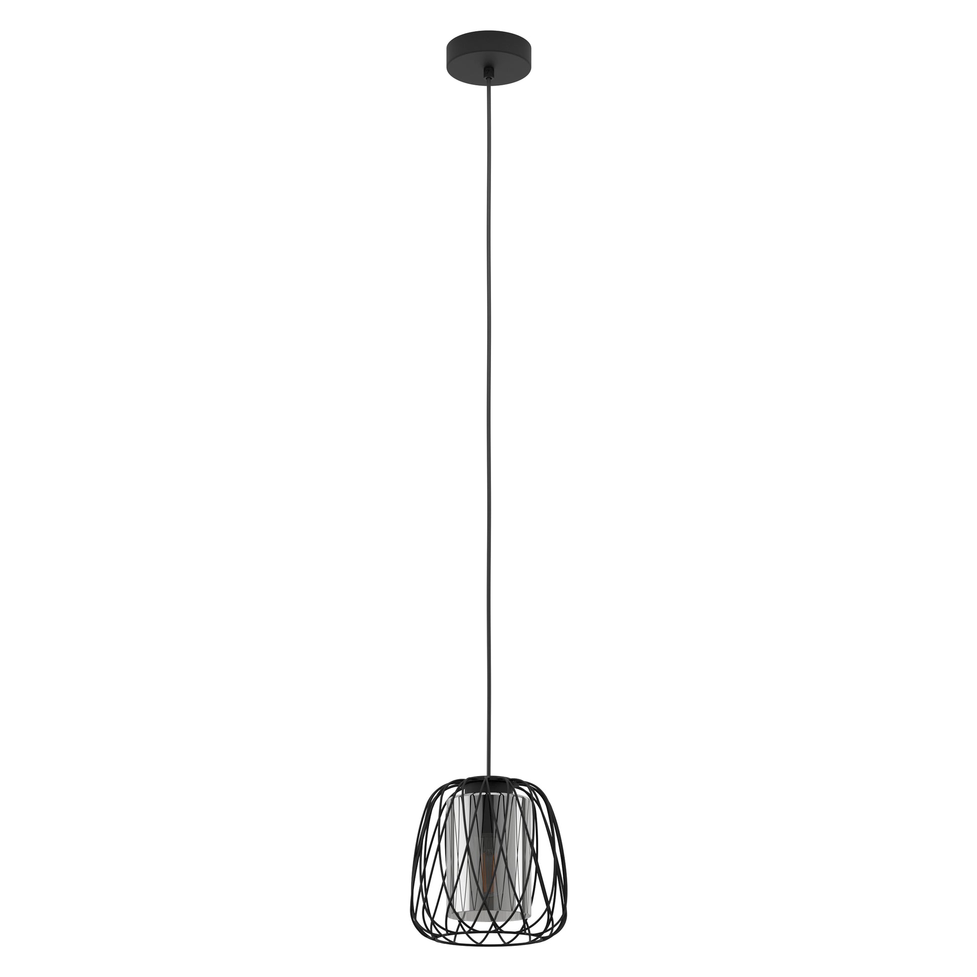 EGLO Deckenleuchte Floresta – Ø 19,5 × 110 cm, 40 W, dimmbar, schwarz/transparent, E27, exkl. Leuchtmittel