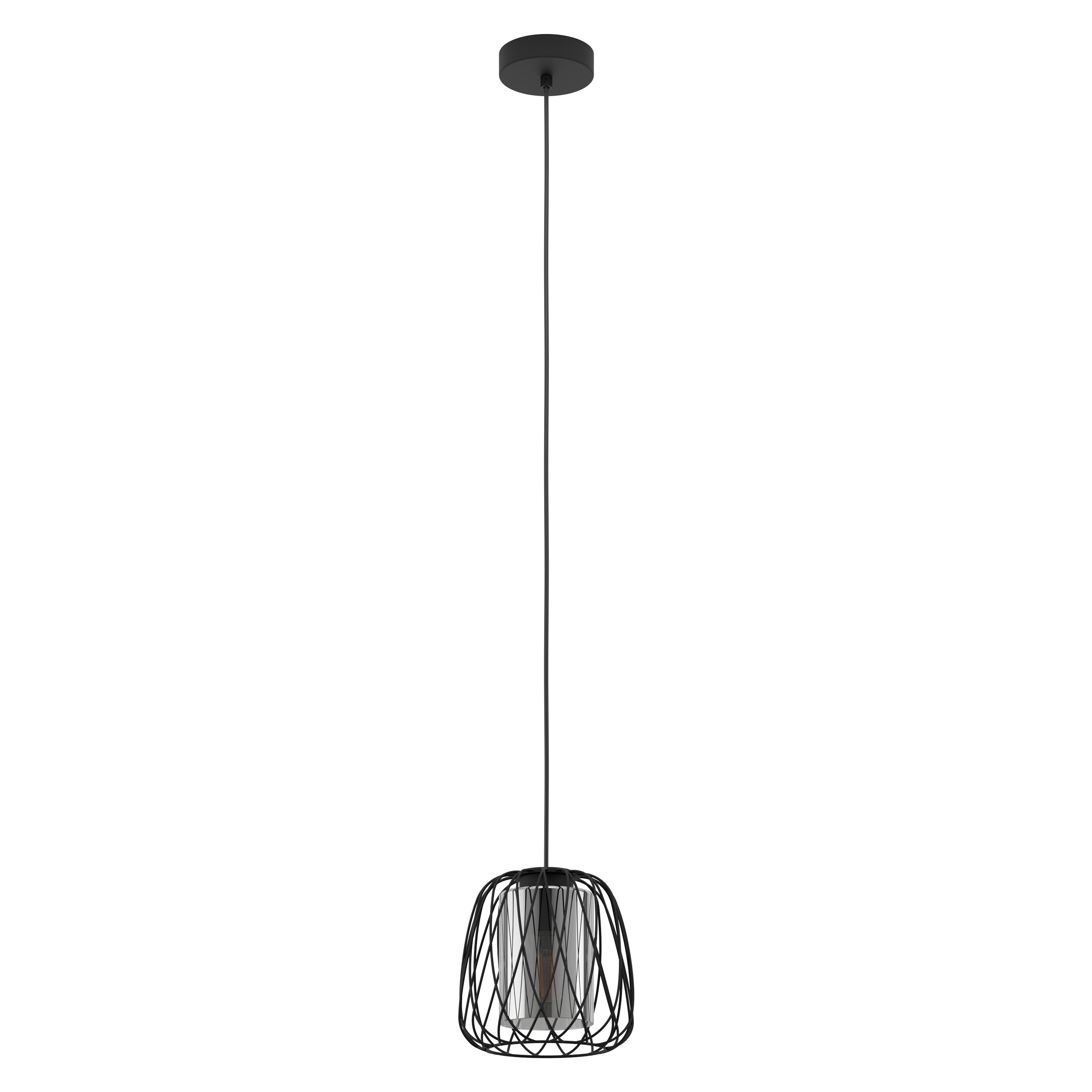 EGLO Deckenleuchte Floresta – Ø 19,5 × 110 cm, 40 W, dimmbar, schwarz/transparent, E27, exkl. Leuchtmittel