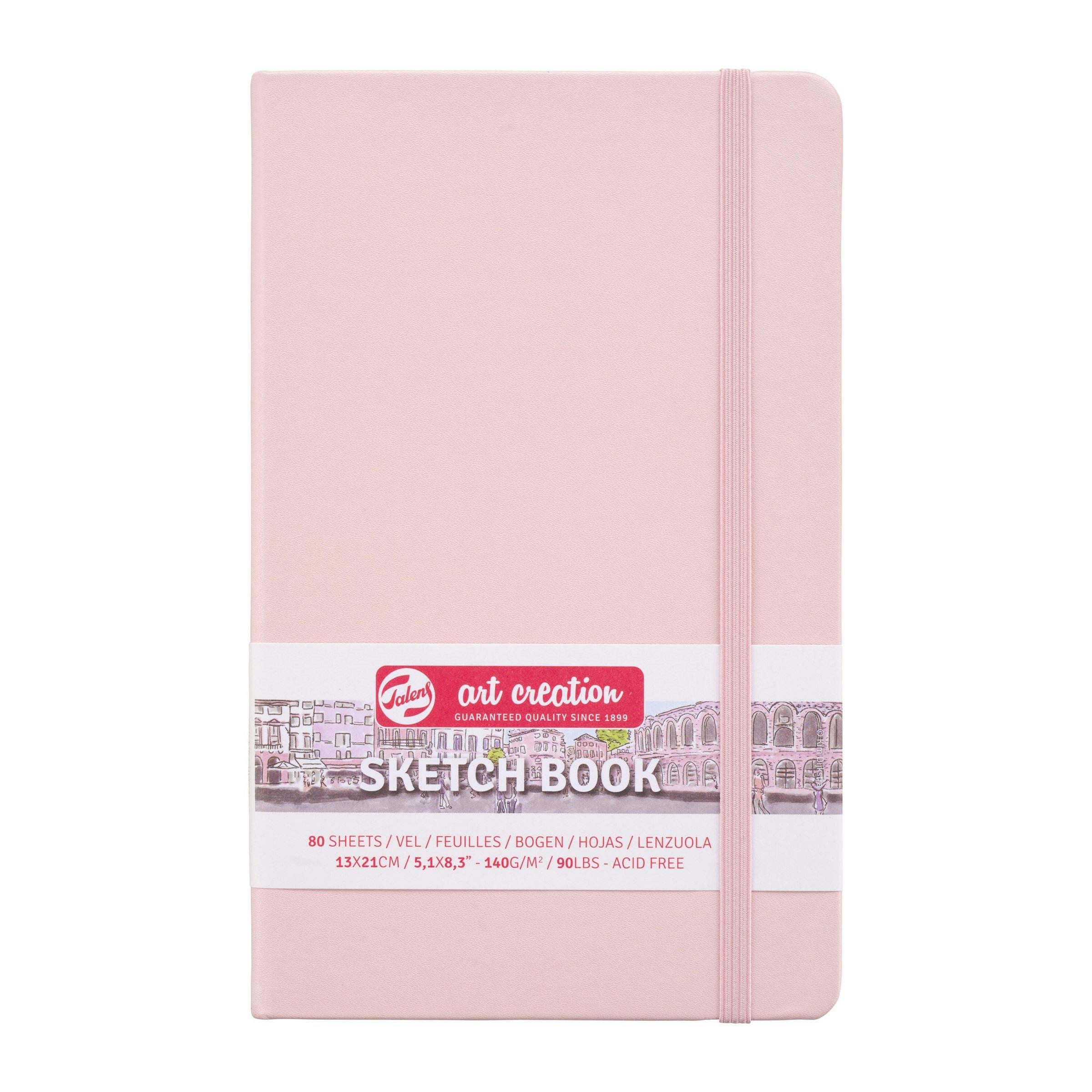 Talens Skizzenblock – 13 × 21 cm – 140 g/m² – 80 Blatt – cremefarbenes Papier, Pastellrosa, für Mixed Media